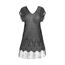 Tunique Crochet Et Franges Antheia Noir -Luxe Sable Boutique tunique crochet et franges antheia noir 2