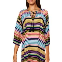 Tunique De Plage Rayures Multicolores Papanui