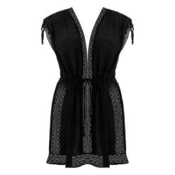 Tunique De Plage Sunscape Noir -Luxe Sable Boutique tunique de plage sunscape noir 3